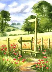 Painting of poppy field